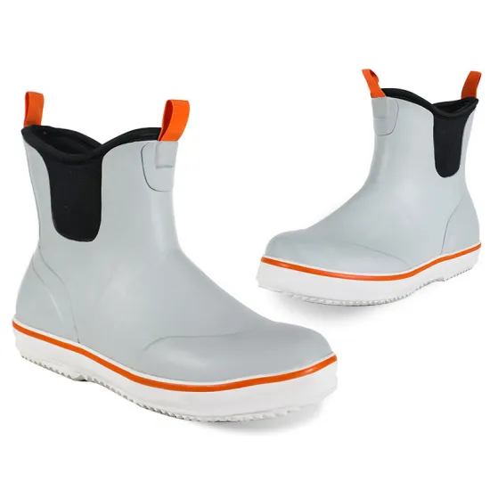 Customized Logo Waterproof Deck Boots for Men - Short Rubber Rain Boots for Wet Conditions