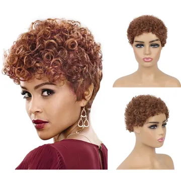 Afro Curly human Wig Short Cut Human Hair For Black Women Full Machine Wigs Short Pixie curly human Wig