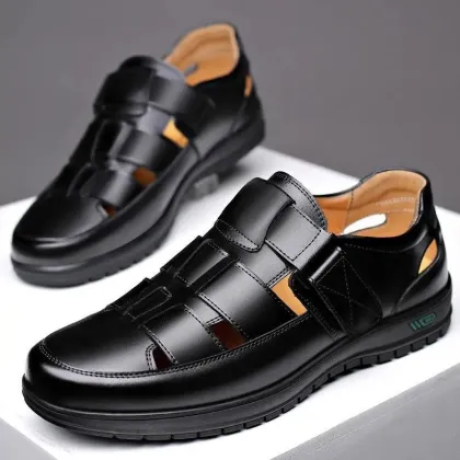 Summer Breathable Leather Sandals for Middle Aged and Elderly Men