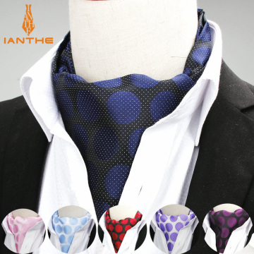 2018 Brand New Polyester Jacquard Men's Vintage Dot Jacquard Mens Long Cravats Novelty Wedding Slim Ascot Tie For Men Neckties