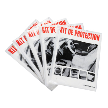 5-in-1 White Disposable Transparent Film Dust Cover Set for Car Steering Wheel and Seats