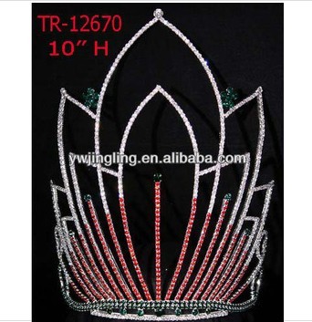 Wholesale Red And Green Rhinestone Pageant Crowns