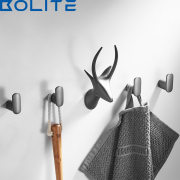 Gunmetal Gray Brass Deer Head Decorative Hooks