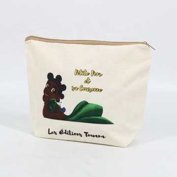 OEM Eco Friendly Custom Natural Cotton Cosmetic Bags with Zipper