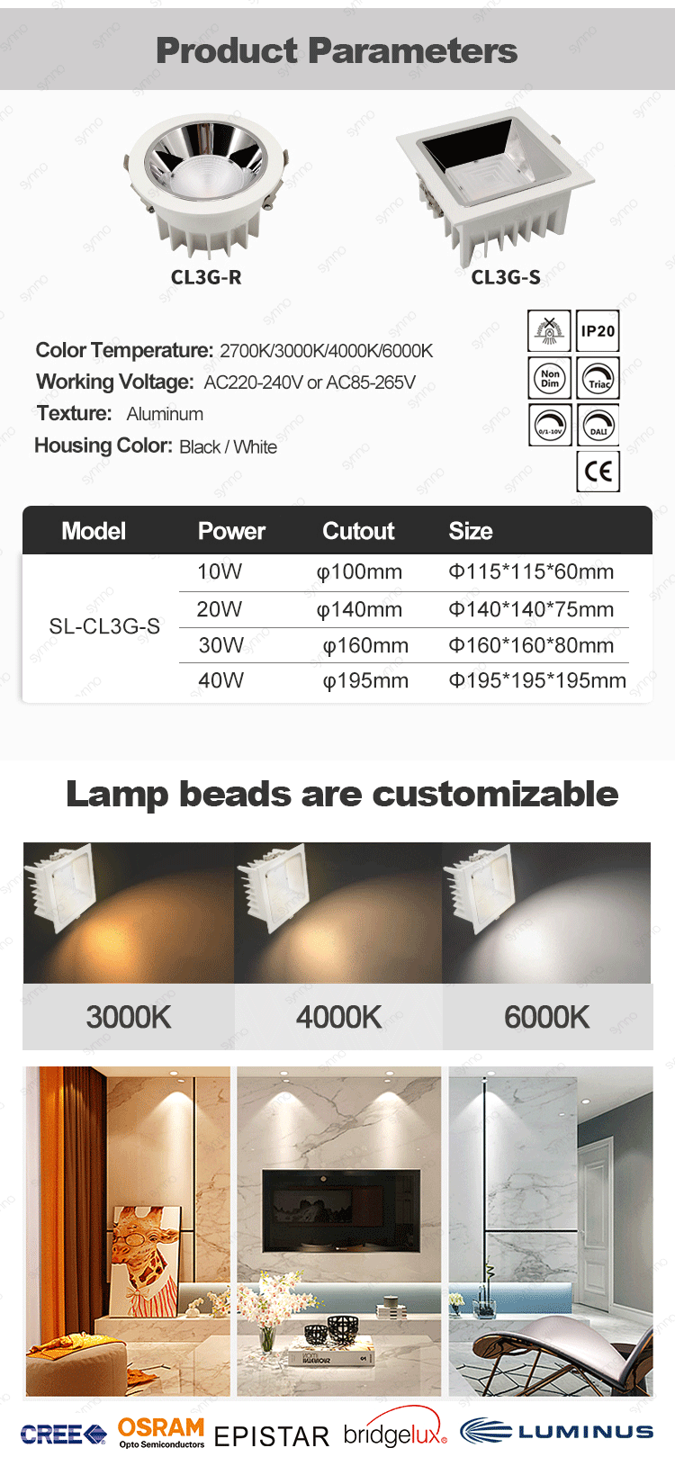 Round Square Led Downlight