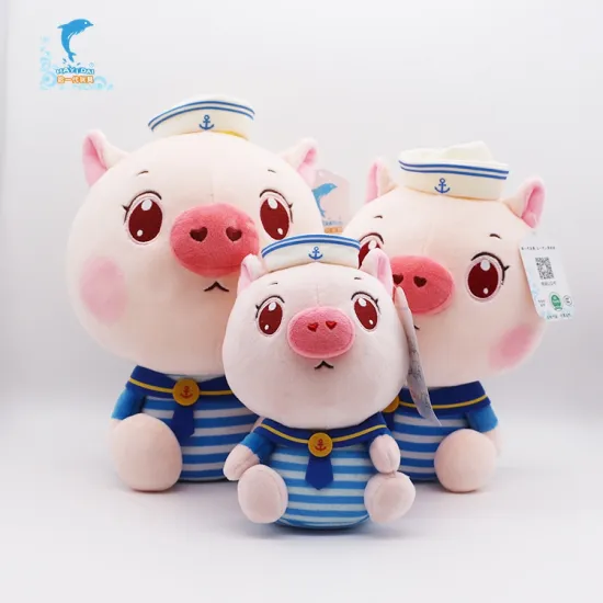 OEM lovely stuffed soft stuffed animal toys pink plush cute pig with big eyes