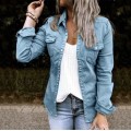 women's mid-length denim jacket