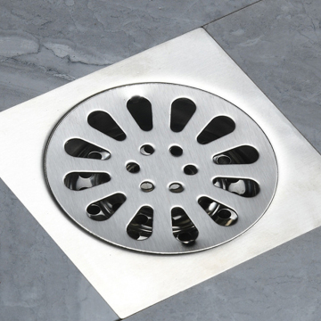 Factory Price 4-inch Square Polished Silver Stainless Steel Shower Floor Drain Trap