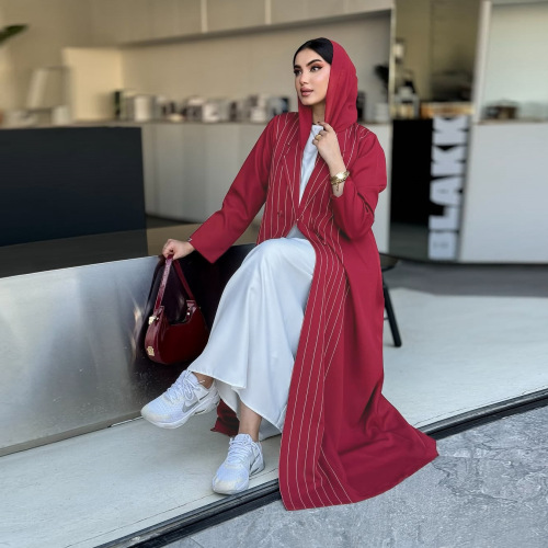 مانتو بلند عبای راه راه مسلمان لباس زنانه