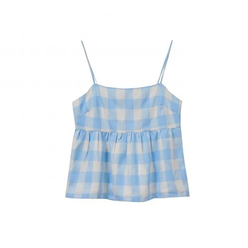 Light Blue Checked Tank Top