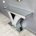 table de console en miroir en diamant écrasé moderne