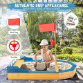 Pirate Boat Wood Sandbox Outdoor Playset for Backyard