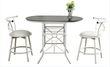 glass top metal frame foam cushion chair bar set table and chairs