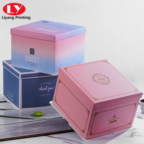 Caja de pastel personalizada de papel grande con ventana transparente