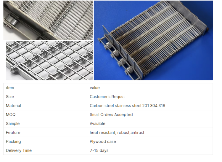 Stainless steel eye link mesh belt