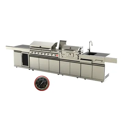 Outdoor Used Kitchen Cabinet Camping BBQ Gas Grill for Sale