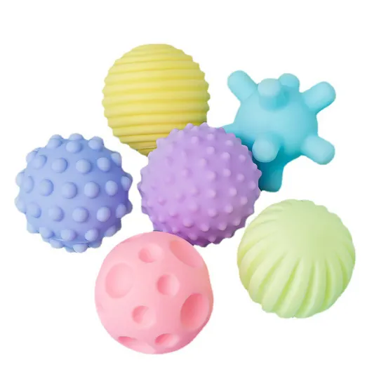 6 Pcs Baby Soft Rubber Montessori Sensory Balls with BB Whistle