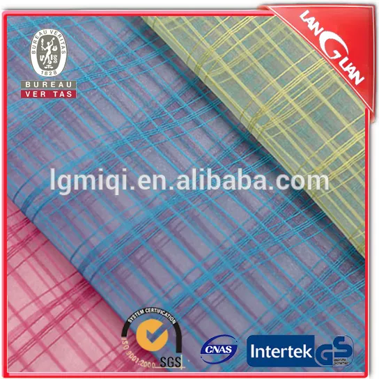 2016 New grid pattern pure color nylon snowflake organza fabric