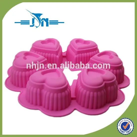 6 Cavities Heart Shape Silicone Cake Baking Mold Cake Pan Muffin Cups