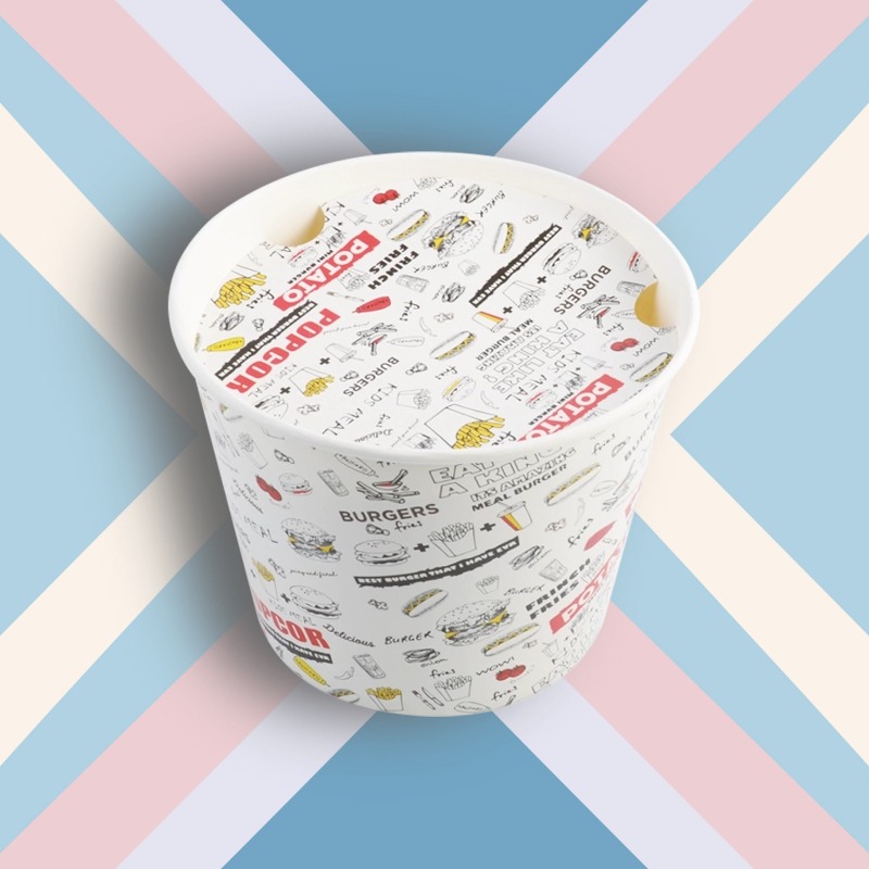 Cubo de cartón blanco para comidas de pollo frito para llevar
