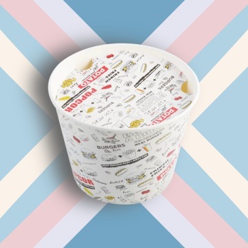 Cubo de cartón blanco para comidas de pollo frito para llevar