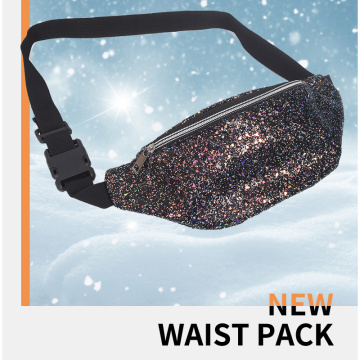 Vattentäta barns pu fanny pack grön lök glitter pu graffiti väska