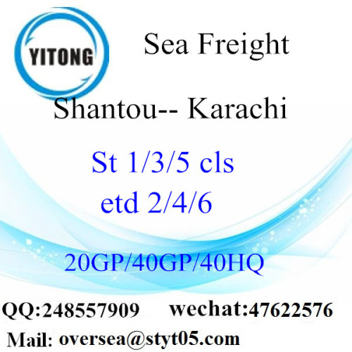 Mar de puerto de Shantou flete a Karachi