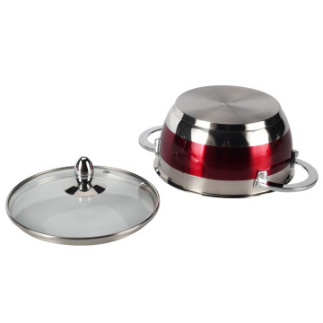 Red Casserole Cookware with Transparent Glass Lid