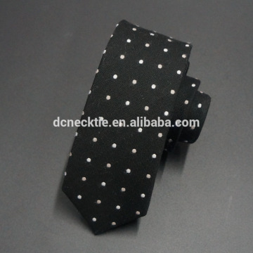 silk wool blend black with white dots tie