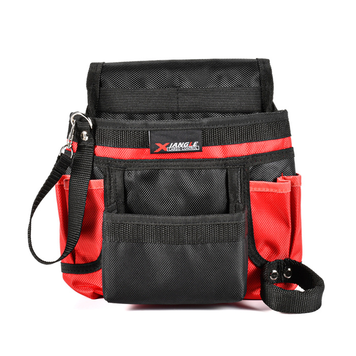 Red Black Tool Pouch with Hammer Holder