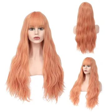 X-tress New Fashion Natural Wave Orange Pure Colored Synthetic Hair Wig Machine Made Fiber Natural Hair Wigs Heat Resistant Wigs