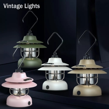 High Quality Retro Portable Camping Light with 5 Battery LED for Outdoor Hanging Tent