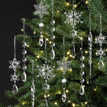 Transparent Hanging Acrylic Snowflake and Icicle Crystal Christmas Tree Decorations