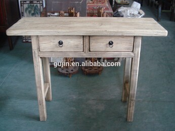 vintage farm house style antique elm wood side console table