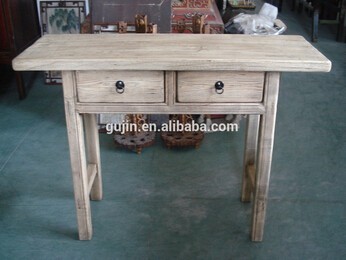 vintage farm house style antique elm wood side console table