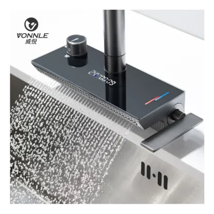 Copper Digital Display Feiyu Waterfall Pull Kitchens Faucet