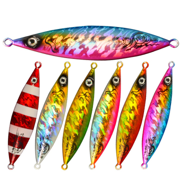 Chrome Hard Slow Sinking Metal Jig Fishing Lure with Skirt Hook