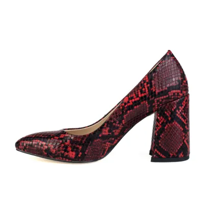 red serpentine printed hot sale women shoes