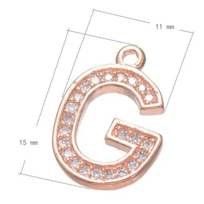 2016 new design rose gold G charm Micro-inserts zircon letter G Charm