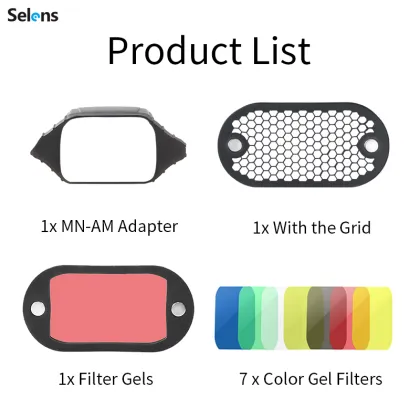 Honeycomb Grid Filters Set for Nikon Canon Flash Speedlite - Selens MN-BK Magnetic Flash Modifiers