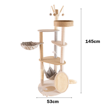 Multi Level Beige Pet Climbing Tower Scratching