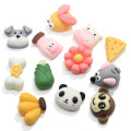 Diseño mixto Animal Head Resina Crafts Artificial Panda Dog Monkey Ornamento Cabochon Simulación Banana Flower DIY Art Decor