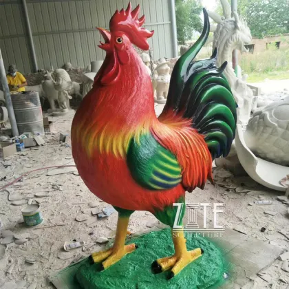 Custom large resin chicken sculpture fiberglass rooster statues for garden