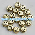 Fashional Mixed &amp; Individual 4x7MM Acrilico perline di monete d&#39;oro Rotonde perline piatte con lettere dell&#39;alfabeto