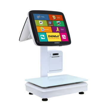 หน้าจอสัมผัส AI AI POS ของโรงงานพร้อมหน้าจอคู่และฟังก์ชั่นการชั่งน้ำหนัก