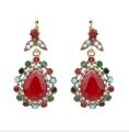 Vintage Retro rouge ethnique boucles d'oreilles or femmes