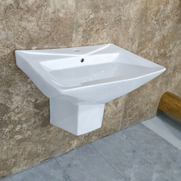 Mid-East Market Hot Sale Wall HUNG HUN SEMI PETESTAL CERAMIC WASH BASIN