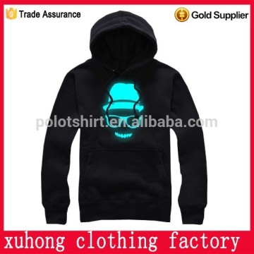 China white and blue lighting led EL flashing light hoodie with 2AA battery inverter