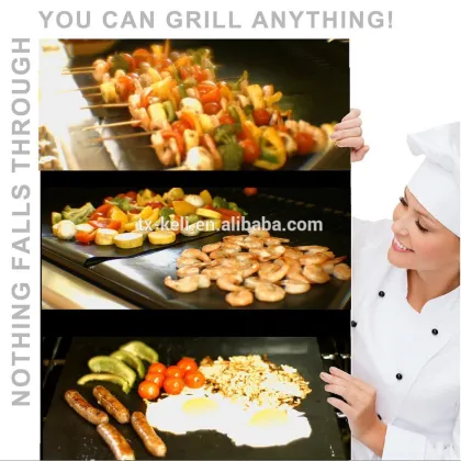 BBQ Grill Mat PTFE Coated Non-stick BBQ Hot Sheet - fit for hotplate and weber BBQ, no need for fat or oil bbq accessories