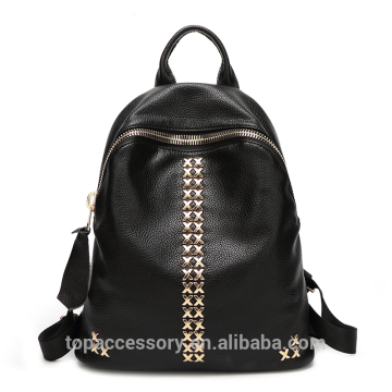 Rivets Genuine Leather Backpack Cowhide Women Backpack Outdoor